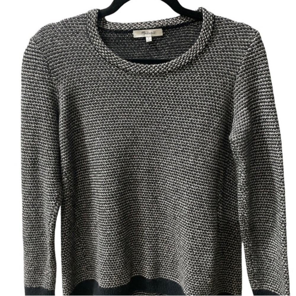 Madewell Black White Knit Crewneck Long Sleeve Pullover Sweater Top Small